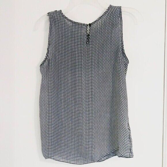 Worthington White & Black Geometric Patterned Lace Shoulder Sleeveless Blouse S - Picture 2 of 5